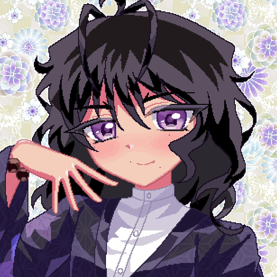 animated gif of my OC Yukie blinking and winking